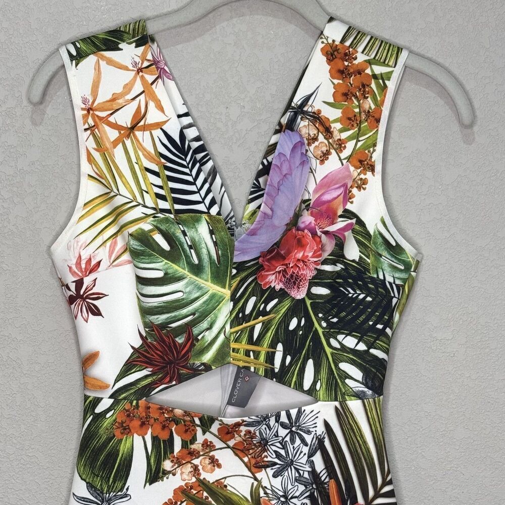 Clover Canyon Dress Womens Small Tropical Floral Print Sleeveless Cutout USA - Picture 4 of 10